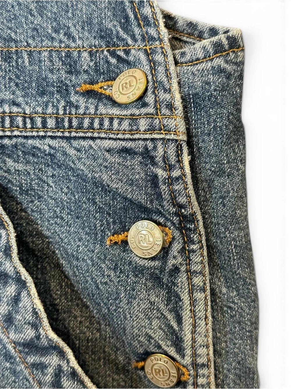 Vintage Y2K 90s Polo Jeans Co Ralph Lauren Denim Overalls Large Blue Carpenter - Picture 8 of 13